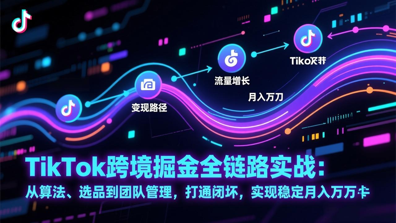 TikTok跨境掘金全链路实战：从算法、选品到团队管理，打通闭环，实现稳定月入万刀-HEIXMI（中国站）