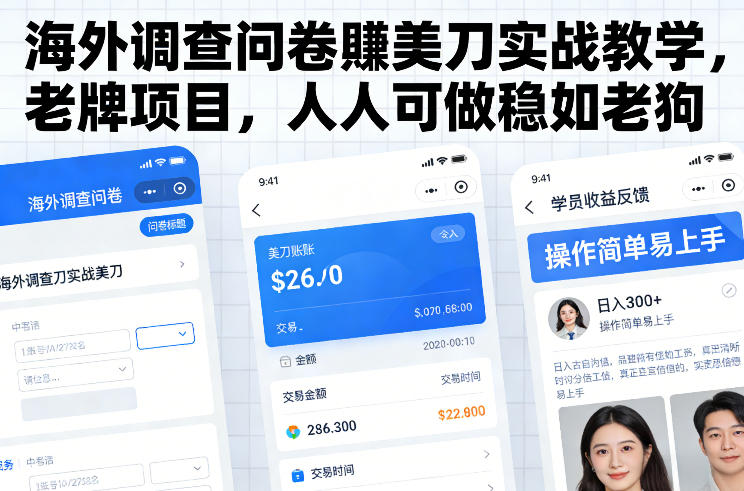 海外调查问卷賺美刀实战教学，老牌项目，人人可做稳如老狗-HEIXMI（中国站）