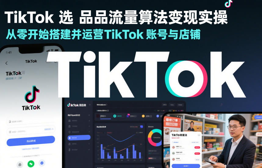 TikTok选品流量算法变现实操，从零开始搭建并运营TikTok账号与店铺-HEIXMI（中国站）