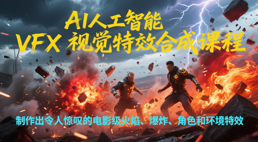 AI人工智能VFX视觉特效合成课程，制作出令人惊叹的电影级火焰、爆炸、角色和环境特效-HEIXMI（中国站）