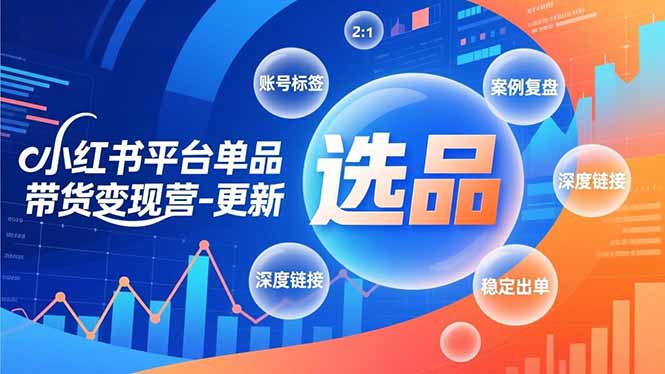 小红书平台单品带货变现营-更新，极致选品、账号标签、案例复盘，深度链接，快速启动稳定出单-HEIXMI（中国站）