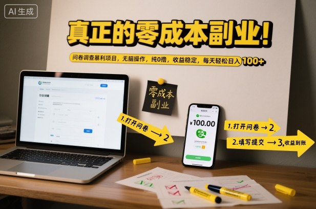 真正的零成本副业！问卷调查暴利项目，无脑操作，纯0撸，收益稳定，每天轻松日入100+【揭秘】-HEIXMI（中国站）