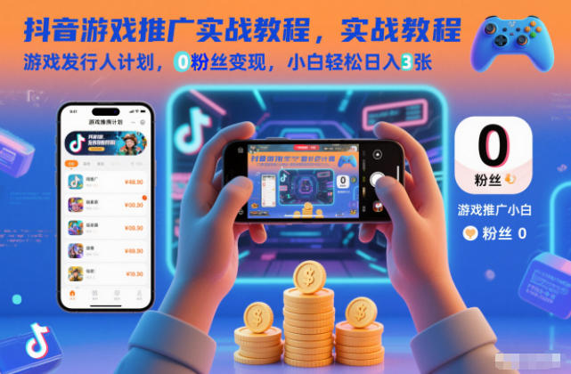 抖音游戏推广实战教程，游戏发行人计划，0粉丝变现，小白轻松日入3张-HEIXMI（中国站）