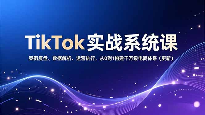 TikTok实战系统课，案例复盘、数据解析、运营执行，从0到1构建千万级电商体系(更新-HEIXMI（中国站）