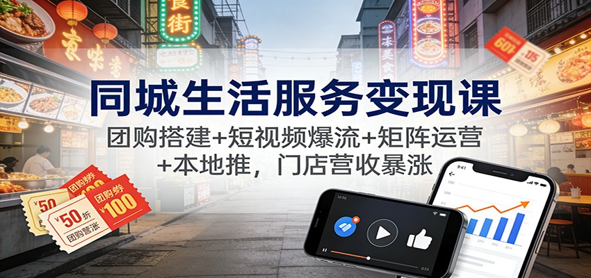 同城生活服务变现课：团购搭建+短视频爆流+矩阵运营+本地推，门店营收暴涨-HEIXMI（中国站）