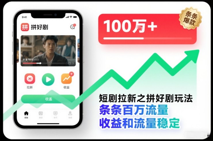 短剧拉新之拼好剧玩法，条条百万流量，收益和流量稳定-HEIXMI（中国站）