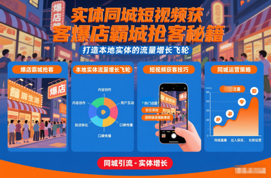 实体同城短视频获客爆店霸城抢客秘籍，打造本地实体的流量增长飞轮-HEIXMI（中国站）