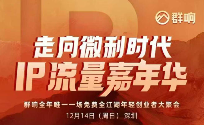 2025ip嘉年华万人12月14深圳线下课，走向微利时代，IP流量嘉年华，实操性极强的商业干货课-HEIXMI（中国站）