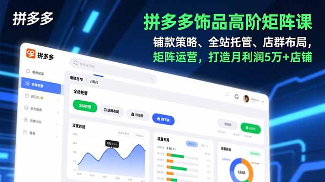 拼多多饰品高阶矩阵课，铺款策略、全站托管、店群布局，矩阵运营，打造月利润5万+店铺-HEIXMI（中国站）