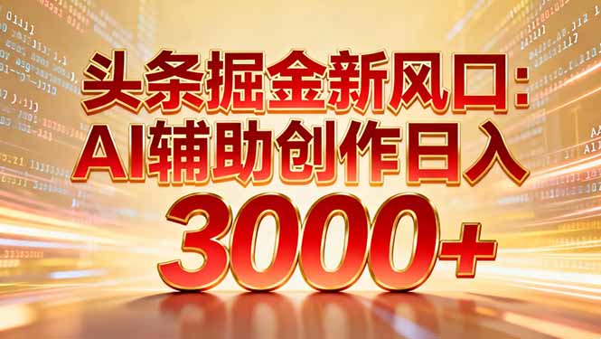 头条掘金新风口：AI辅助创作日入3000+，矩阵玩法当天启动隔天见效-HEIXMI（中国站）