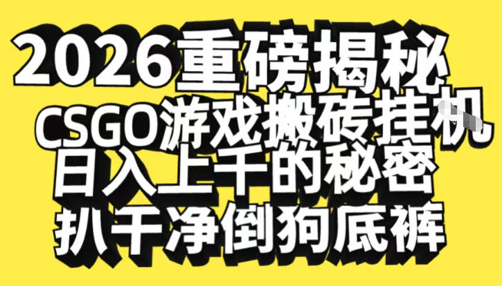 2026开年重磅解密，CSGO游戏搬砖挂G日入1k+的秘密，把倒狗的底裤扒干【揭秘】-HEIXMI（中国站）