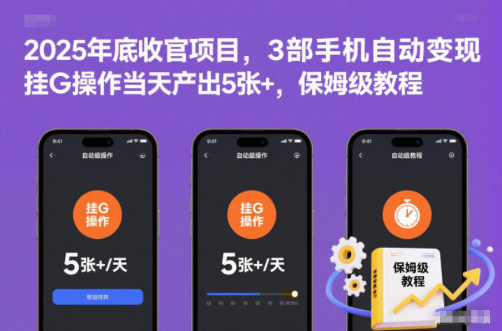 2025年底收官项目，3部手机自动变现，挂G操作当天产出5张+，保姆级教程【揭秘】-HEIXMI（中国站）