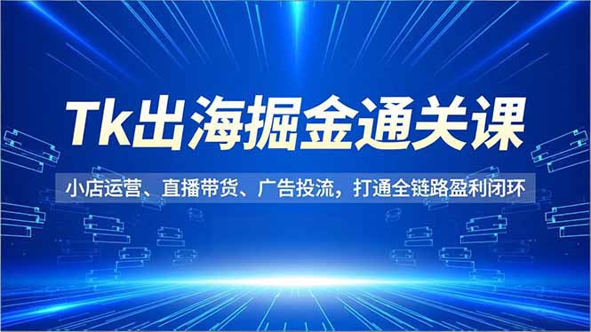 Tk出海掘金通关课，小店运营、直播带货、广告投流，打通全链路盈利闭环-HEIXMI（中国站）