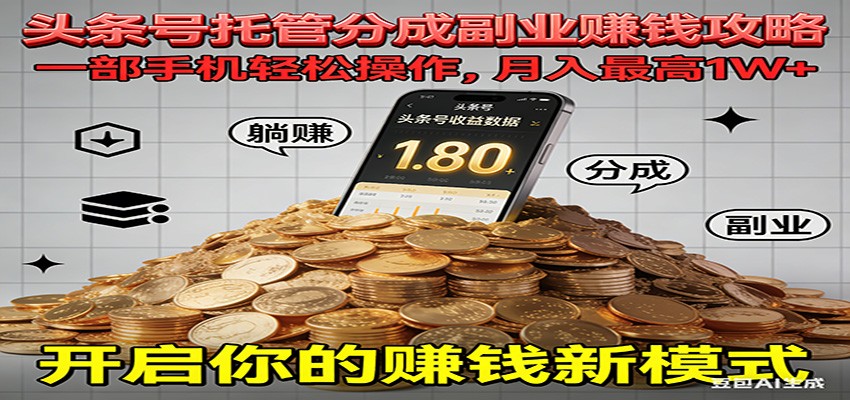 全程托管今日头条，一部手机就可以开干，最高躺赚1W+-HEIXMI（中国站）