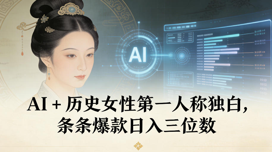 AI+历史女性第一人称独白，条条爆款日入三位数-HEIXMI（中国站）