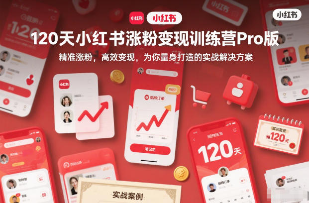 120天小红书涨粉变现训练营Pro版，​精准涨粉，高效变现​，为你量身打造的实战解决方案-HEIXMI（中国站）