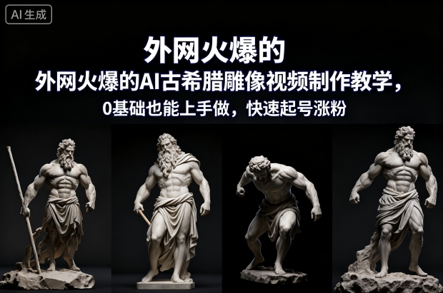 外网火爆的AI古希腊雕像视频制作教学，0基础也能上手做，快速起号涨粉-HEIXMI（中国站）