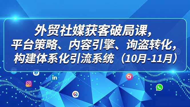 外贸 社媒获客破局课，平台策略、内容引擎、询盘转化，构建体系化引流系统(10月-11月-HEIXMI（中国站）