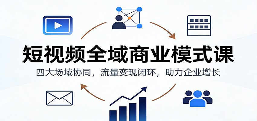 短视频全域商业模式课：四大场域协同，流量变现闭环，助力企业增长-HEIXMI（中国站）