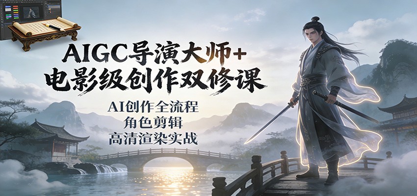AIGC导演大师+电影级创作双修课：AI创作全流程、角色剪辑、高清渲染实战-HEIXMI（中国站）