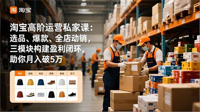 淘宝高阶运营私家课：选品、爆款、全店动销，三模块构建盈利闭环，助你月入破5万-HEIXMI（中国站）