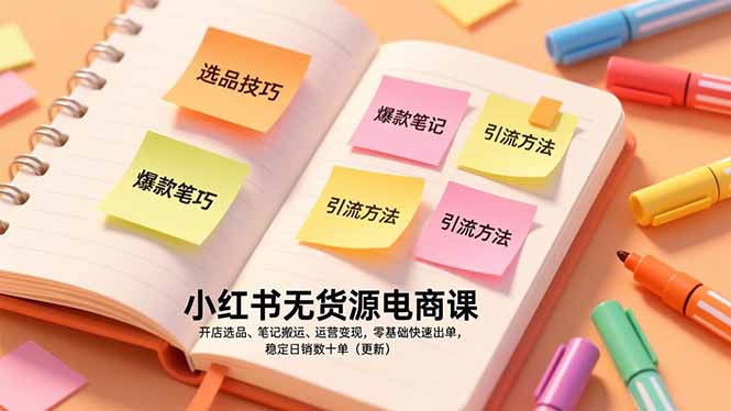 小红书无货源电商课，开店选品、笔记搬运、运营变现，零基础快速出单，稳定日销数十单(更新-HEIXMI（中国站）