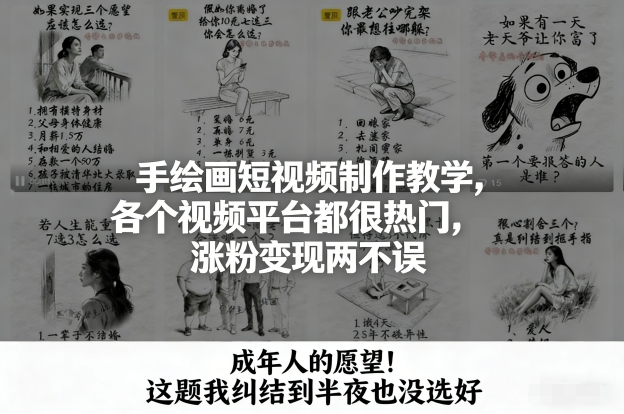 手绘画短视频制作教学，各个视频平台都很热门，涨粉变现两不误-HEIXMI（中国站）