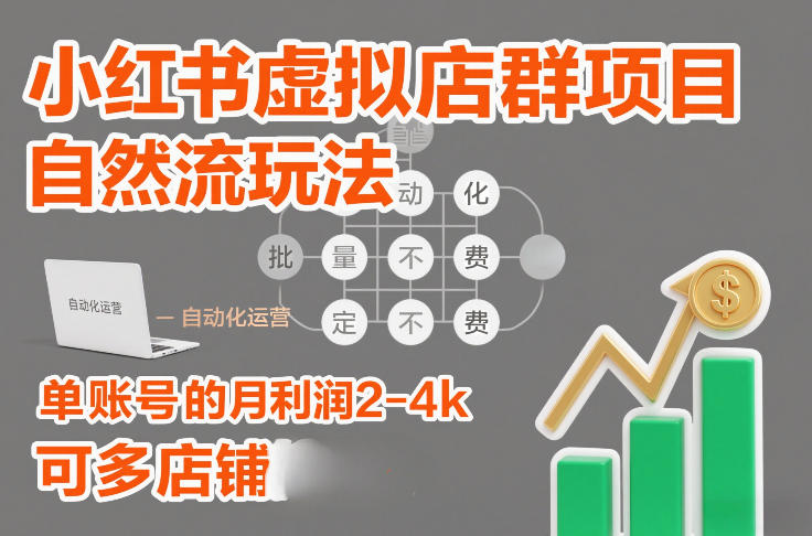 小红书虚拟店群项目，自然流玩法，批量自动化，稳定不费号，单账号的月利润2-4k，可多店矩阵-HEIXMI（中国站）