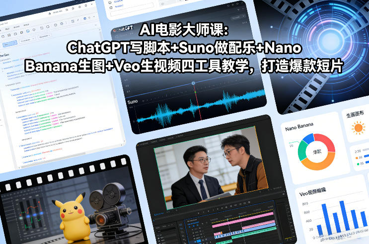 AI电影大师课：ChatGPT写脚本+Suno做配乐+Nano Banana生图+Veo生视频，打造爆款短片-HEIXMI（中国站）