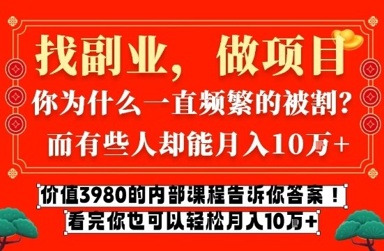 价值3980的网创内部课程，告诉你互联网创业月入10个W的秘密【揭秘】-HEIXMI（中国站）