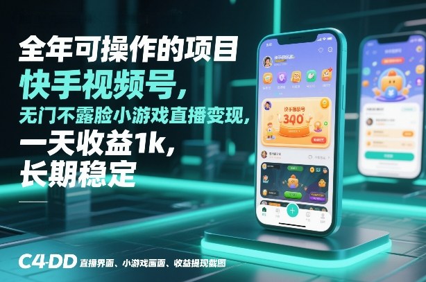 全年可操作的项目，快手视频号无门槛不露脸小游戏直播变现，一天收益1k，长期稳定【揭秘】-HEIXMI（中国站）