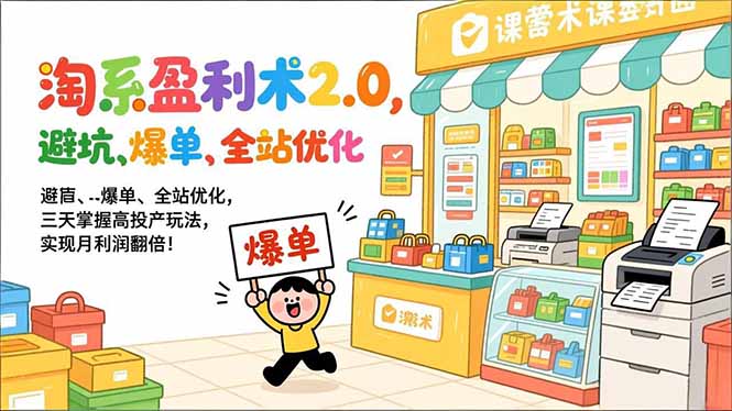 淘系盈利术2.0，避坑、爆单、全站优化，三天掌握高投产玩法，实现月利润翻倍！-HEIXMI（中国站）