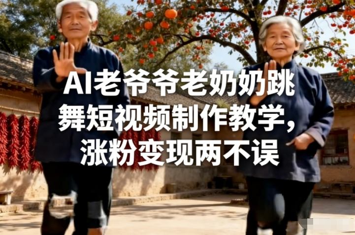 AI老爷爷老奶奶跳舞短视频制作教学，涨粉变现两不误-HEIXMI（中国站）