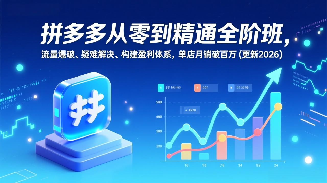 拼多多从零到精通全阶班，流量爆破、疑难解决，构建盈利体系，单店月销破百万(更新2026-HEIXMI（中国站）