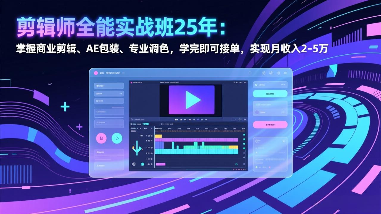 剪辑师全能实战班25年：掌握商业剪辑、AE包装、专业调色，学完即可接单，实现月收入2-5万-HEIXMI（中国站）