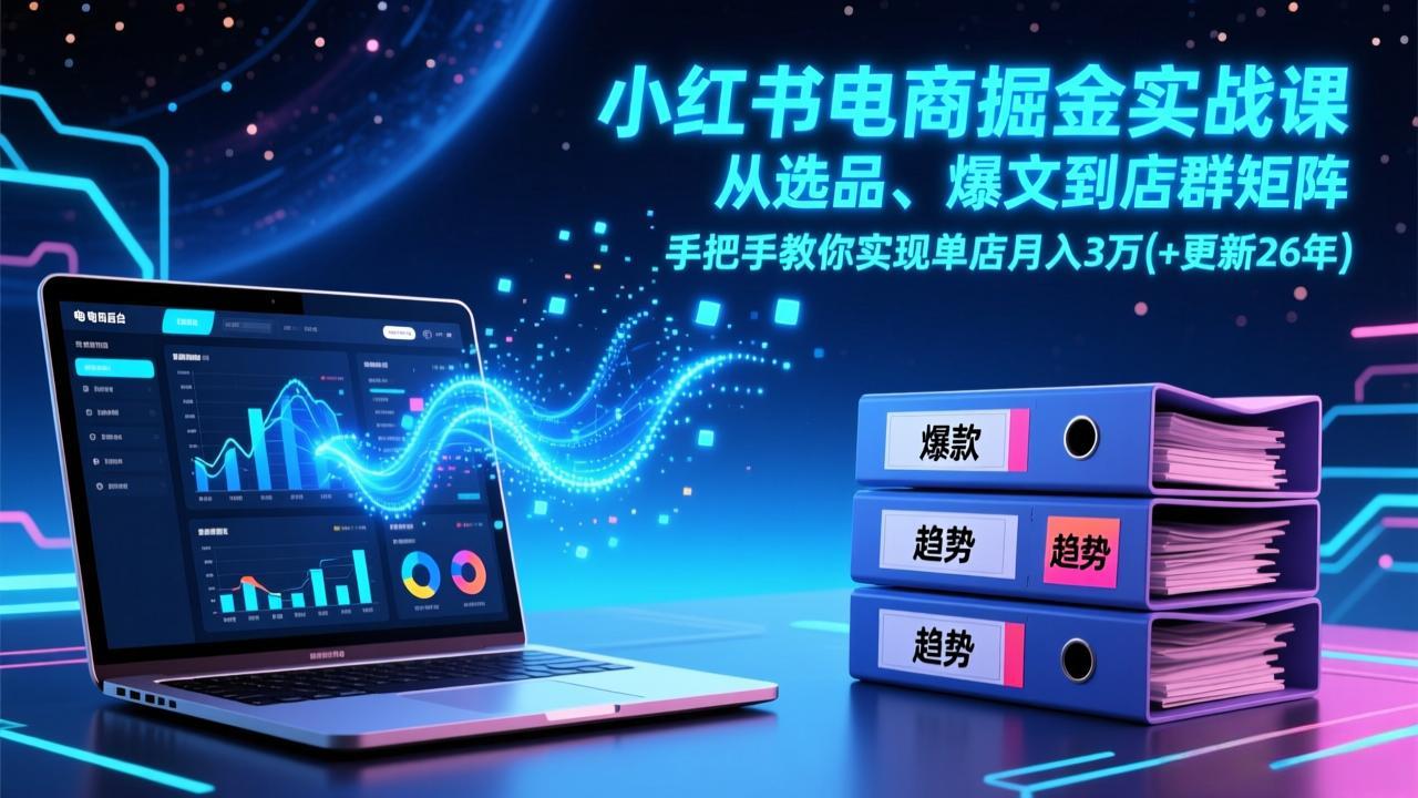 小红书电商掘金实战课，从选品、爆文到店群矩阵，手把手教你实现单店月入3万+(更新26年-HEIXMI（中国站）