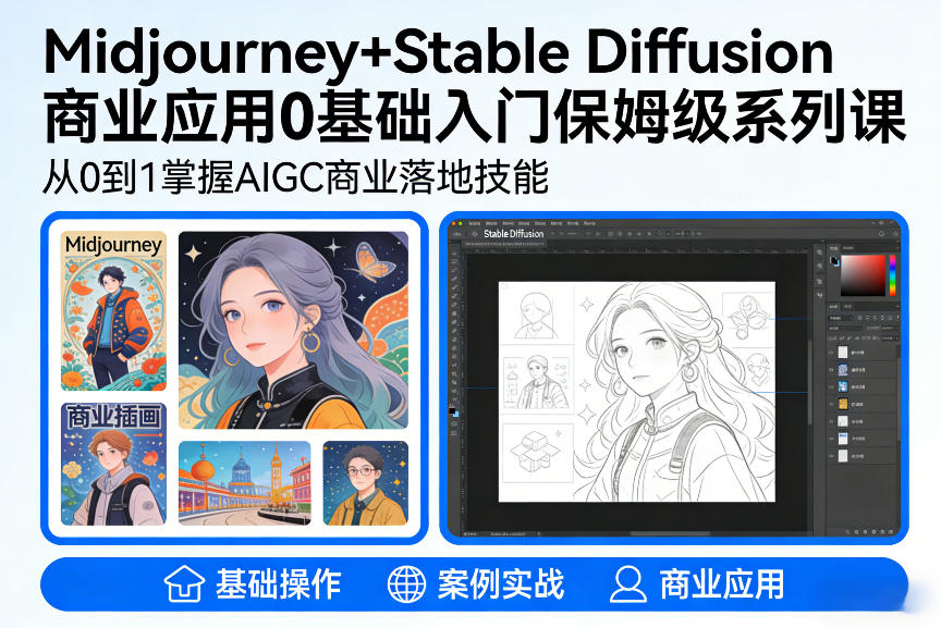 AIGC商业应用Midjourney+Stable Diffusion教程，0基础入门保姆级系列课-HEIXMI（中国站）