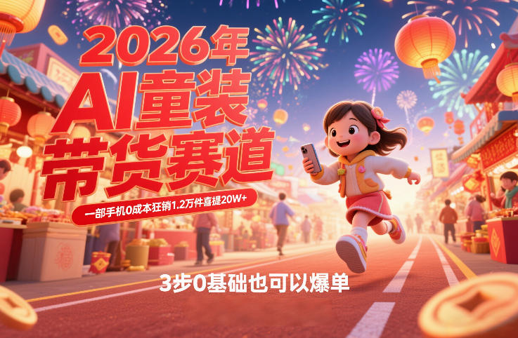 AI童装新春带货赛道，一部手机0成本狂销1.2万件喜提20W+，3步0基础也可以爆单-HEIXMI（中国站）