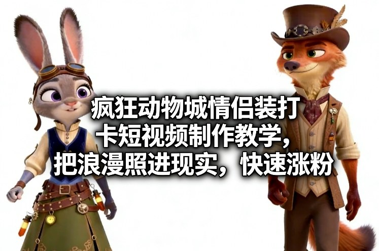 疯狂动物城情侣装打卡短视频制作教学，把浪漫照进现实，快速涨粉-HEIXMI（中国站）