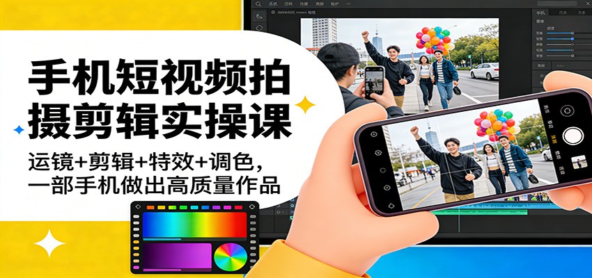 手机短视频拍摄剪辑实操课：运镜+剪辑+特效+调色，一部手机做出高质量作品-HEIXMI（中国站）