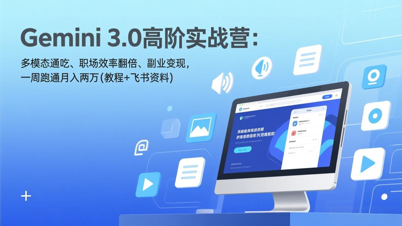 Gemini 3.0高阶实战营：多模态通吃、职场效率翻倍、副业变现，一周跑通月入两万(教程+飞书资料-HEIXMI（中国站）