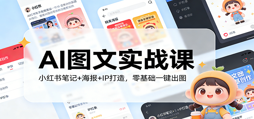 AI图文实战课：小红书笔记+海报+IP打造，零基础一键出图-HEIXMI（中国站）