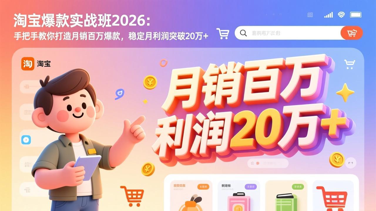 淘宝爆款实战班-2026年2月更新：手把手教你打造月销百万爆款，稳定月利润突破20万+-HEIXMI（中国站）