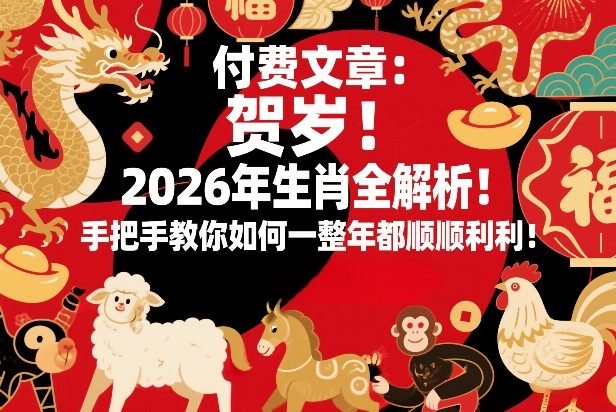 付费文章：贺岁！2026年生肖全解析！手把手教你如何一整年都顺顺利利！-HEIXMI（中国站）