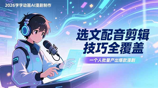 2026字字动画AI漫剧制作-1期，选文配音剪辑技巧全覆盖，一个人就能批量产出爆款漫剧-HEIXMI（中国站）