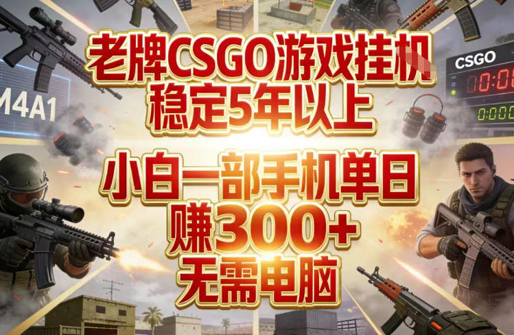 老牌CSGO游戏挂G，稳定5年以上，小白一部手机单日賺3张+，无需电脑【揭秘】-HEIXMI（中国站）