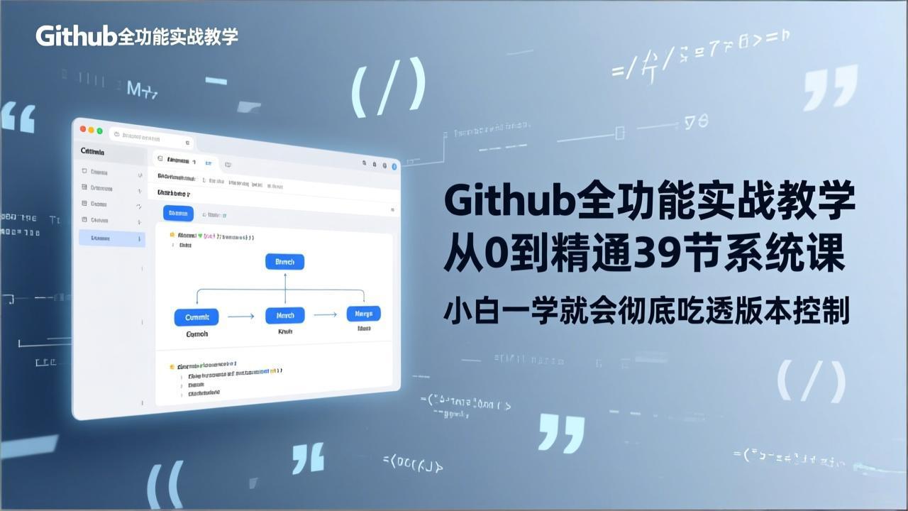 GitHub-全功能实战教学，从0到精通39节系统课，小白一学就会彻底吃透版本控制-HEIXMI（中国站）