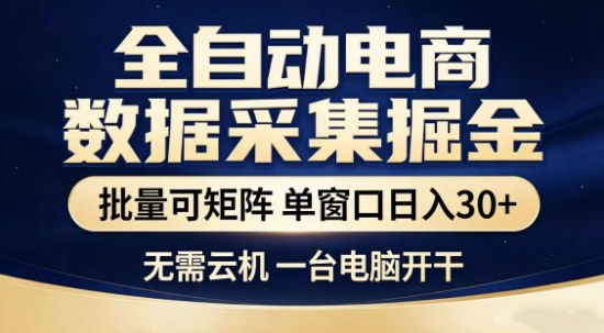 独家电商数据全自动采集项目，批量可矩阵，单窗口轻松日入3张+【揭秘】-HEIXMI（中国站）