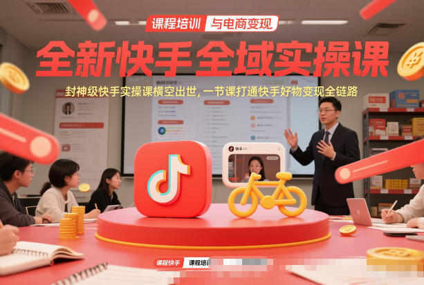 全新快手全域实操课，封神级快手实操课横空出世，一节课打通快手好物变现全链路-HEIXMI（中国站）