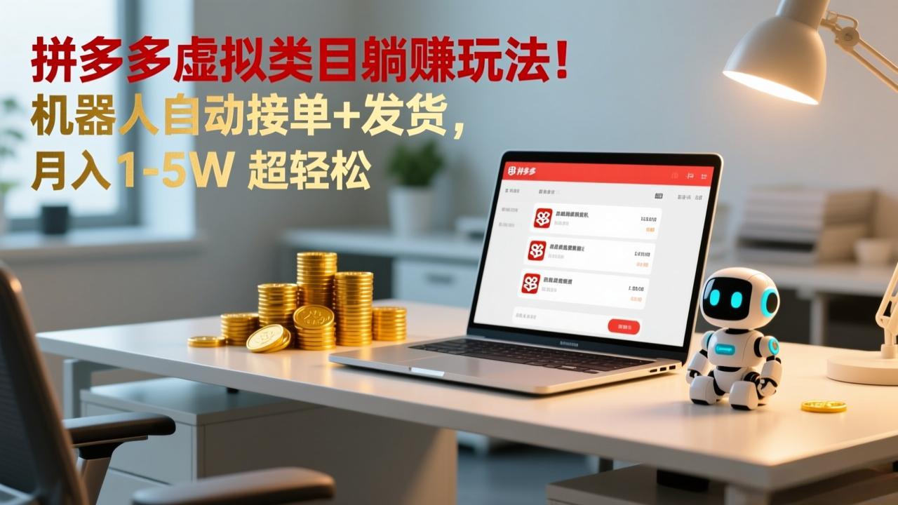 多多虚拟类目躺赚玩法！机器人自动接单+发货，月入 1-5W 超轻松-HEIXMI（中国站）